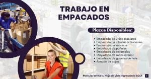 EMPACADORES-Puesto laboral disponible-Infórmate